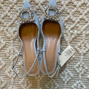 Elegant Blue Women's Shoes with Crystal Embellishments